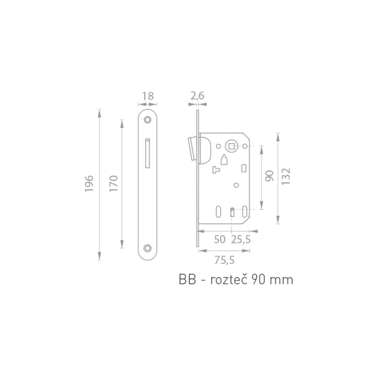 TI - Magnetický zámek 2867 BB 90 | BS - Černá matná TI - Magnetický zámek 2867 BB 90 | BS - Černá matná