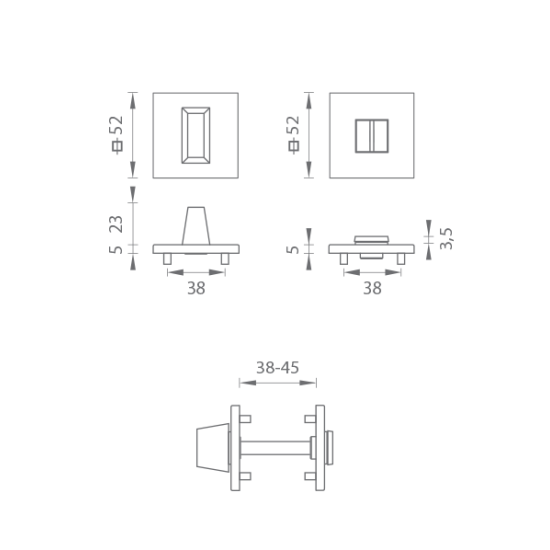 TI - ROZETA - HR 5S | BS PVD - Černá matná PVD (155)