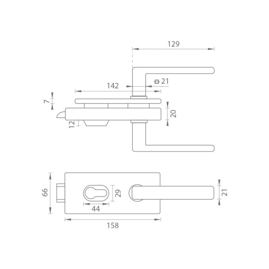 TI - ZÁMEK na sklo s klikou SONIA 4015 - PZ | T - Titan (141)